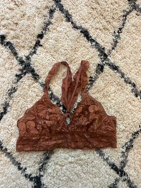 aerie Floral Lace Bralette in Brown